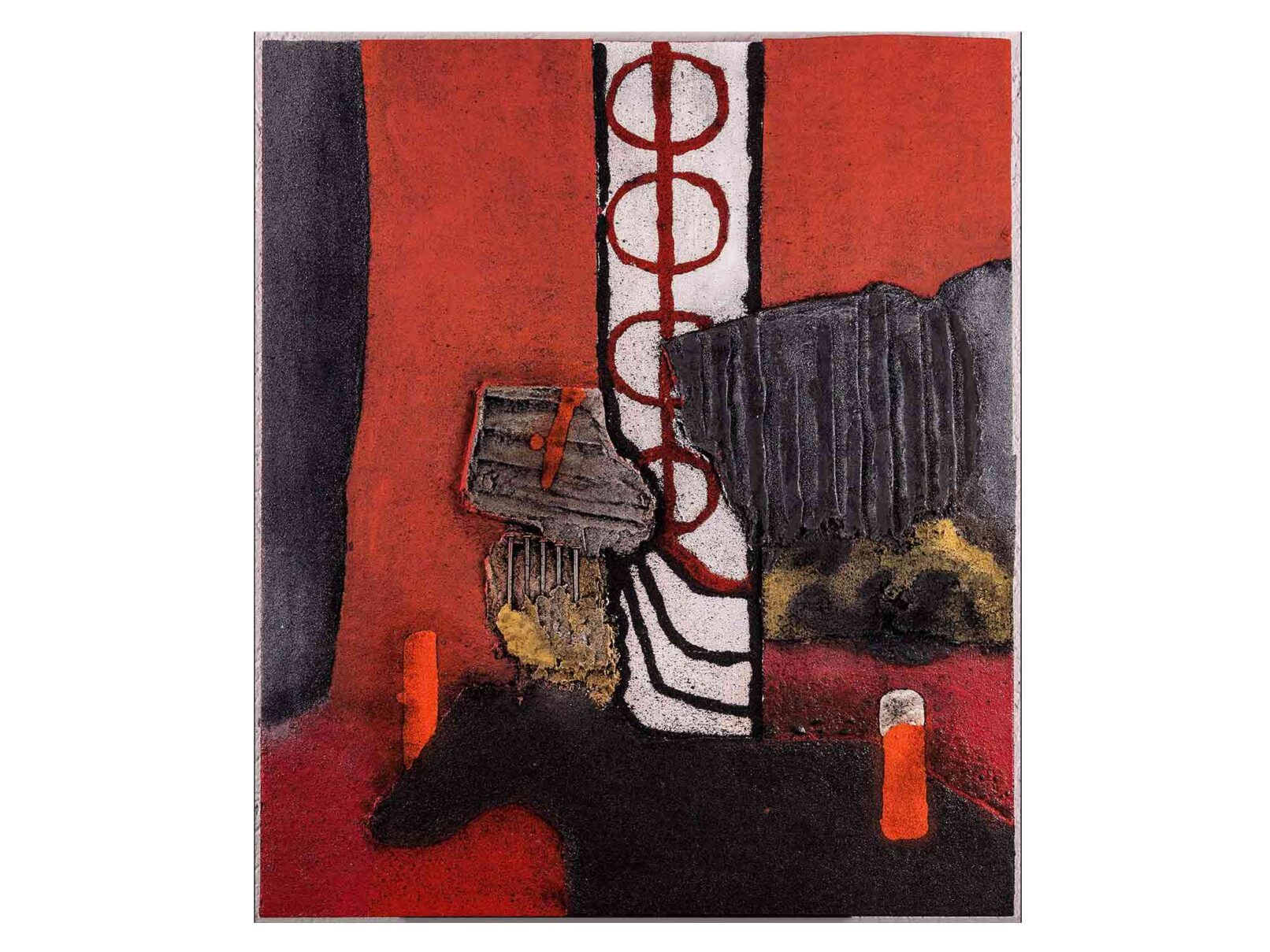 66 Verputz (Spachtel), Dachpappe, Nägel 60x70cm