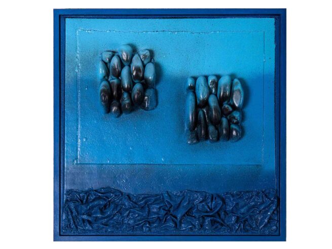 93 Dachpappe, Steine, Verputz (spachtelmasse), Gipstuch 42x42cm